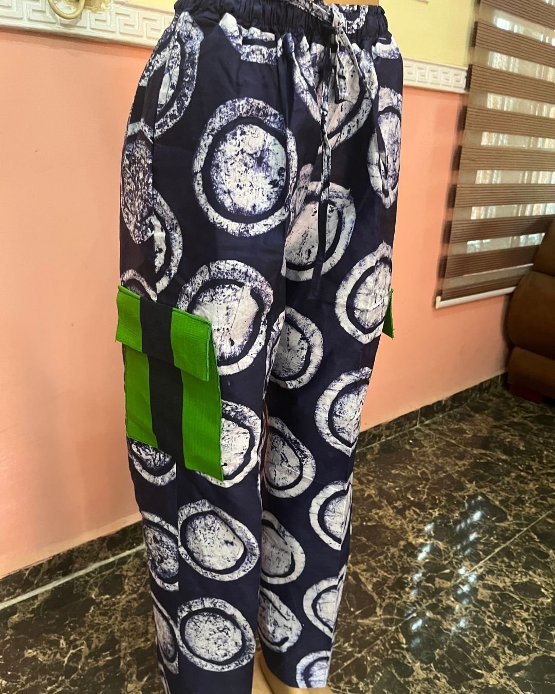 Adire Trousers with Aso Oke Pocket Detailing – Root & Radiance Men’s Collection - Image 3