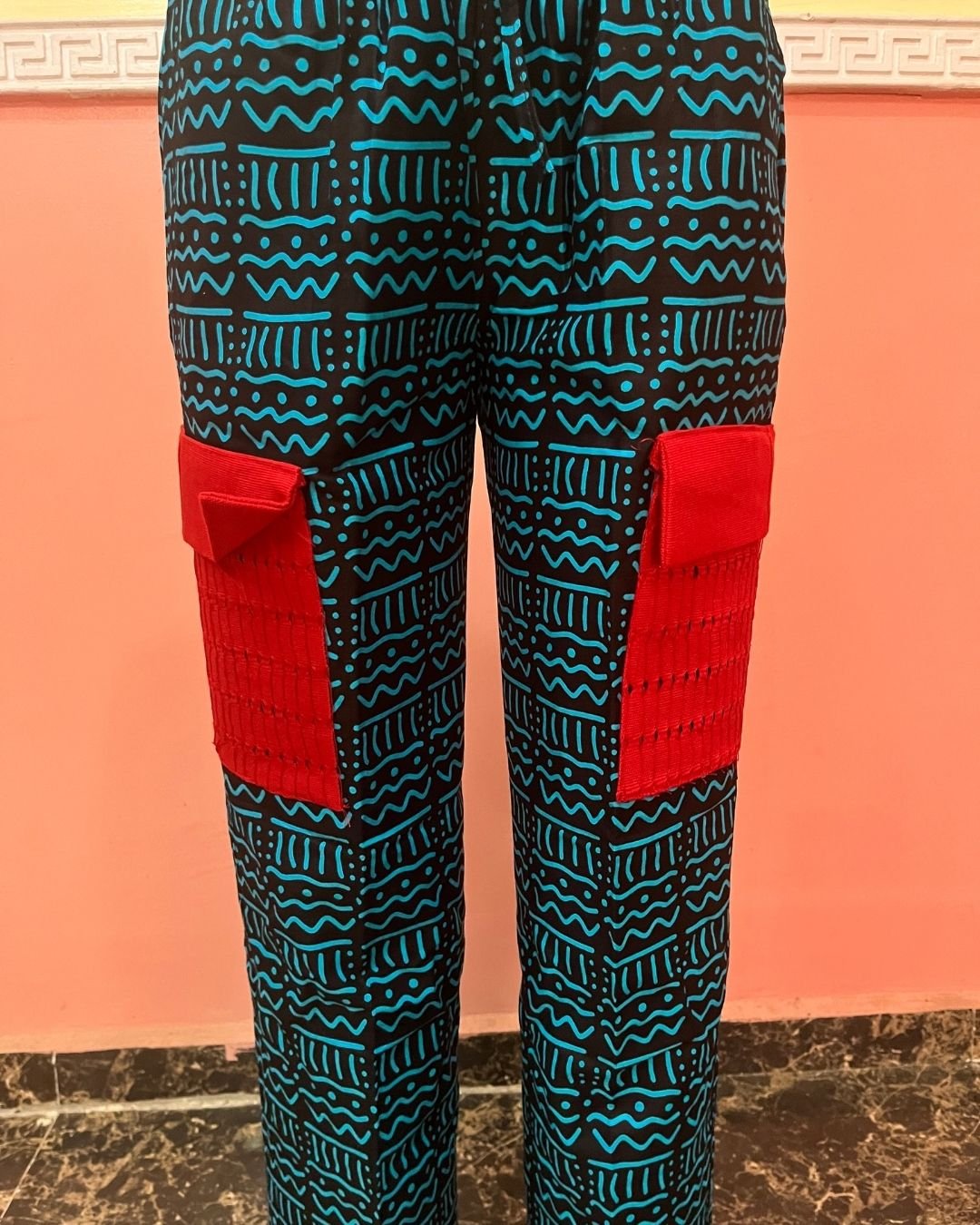 Men’s Ankara Radiant Cargo Pants with Lace Accent - Image 4