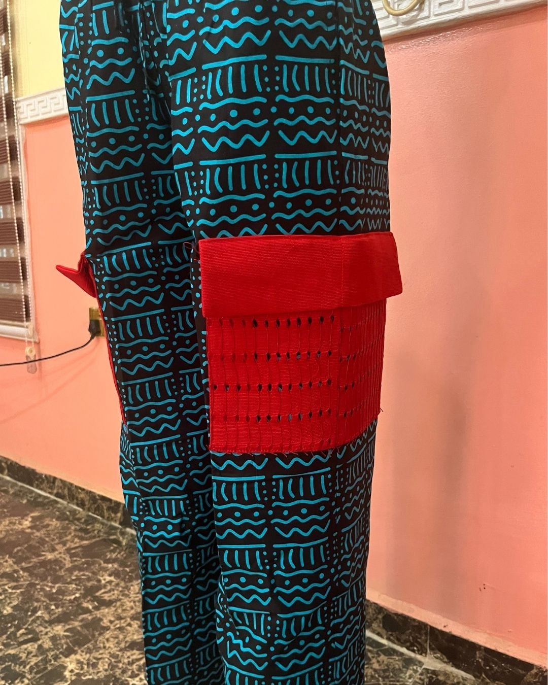 Men’s Ankara Radiant Cargo Pants with Lace Accent - Image 5