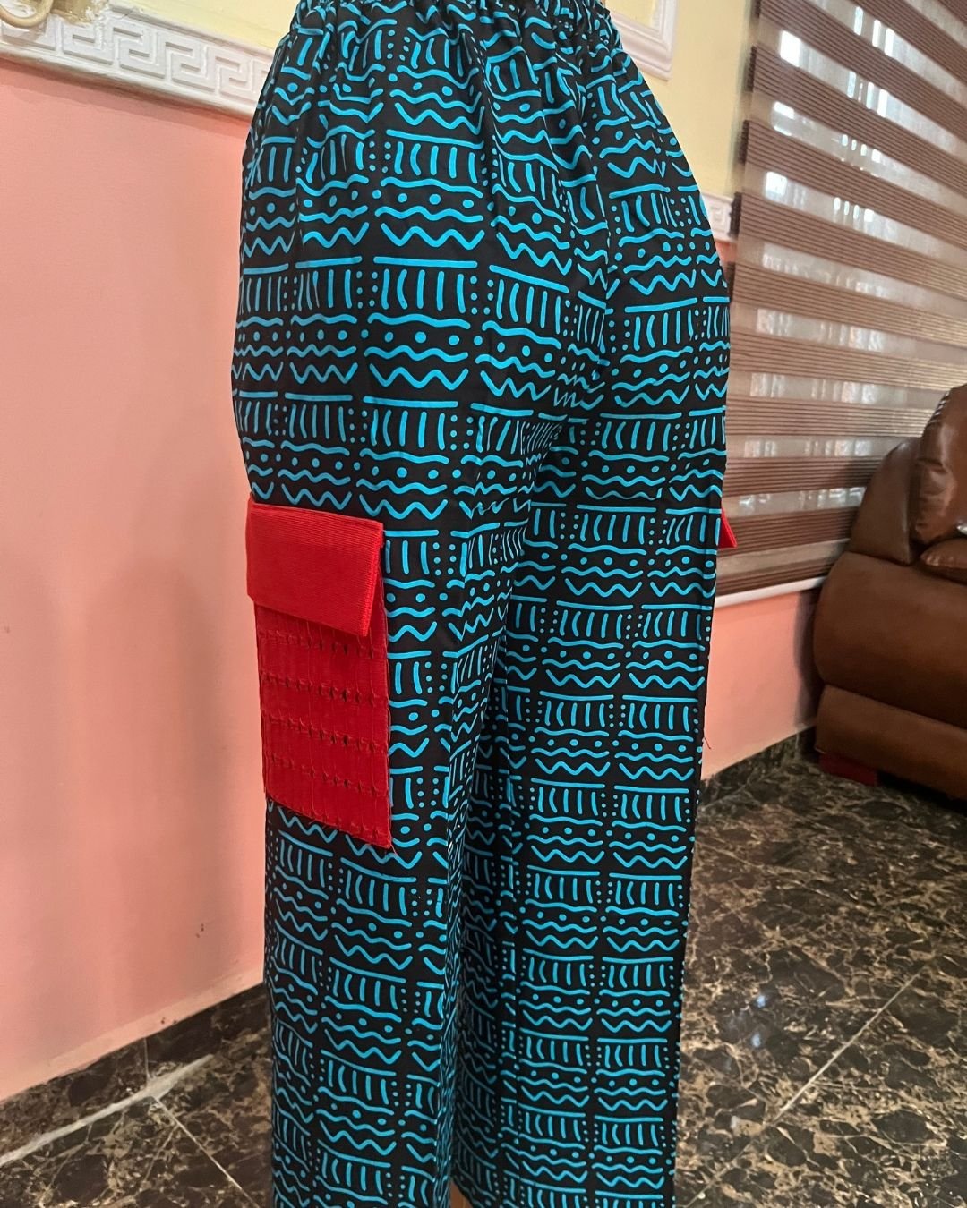 Men’s Ankara Radiant Cargo Pants with Lace Accent - Image 7