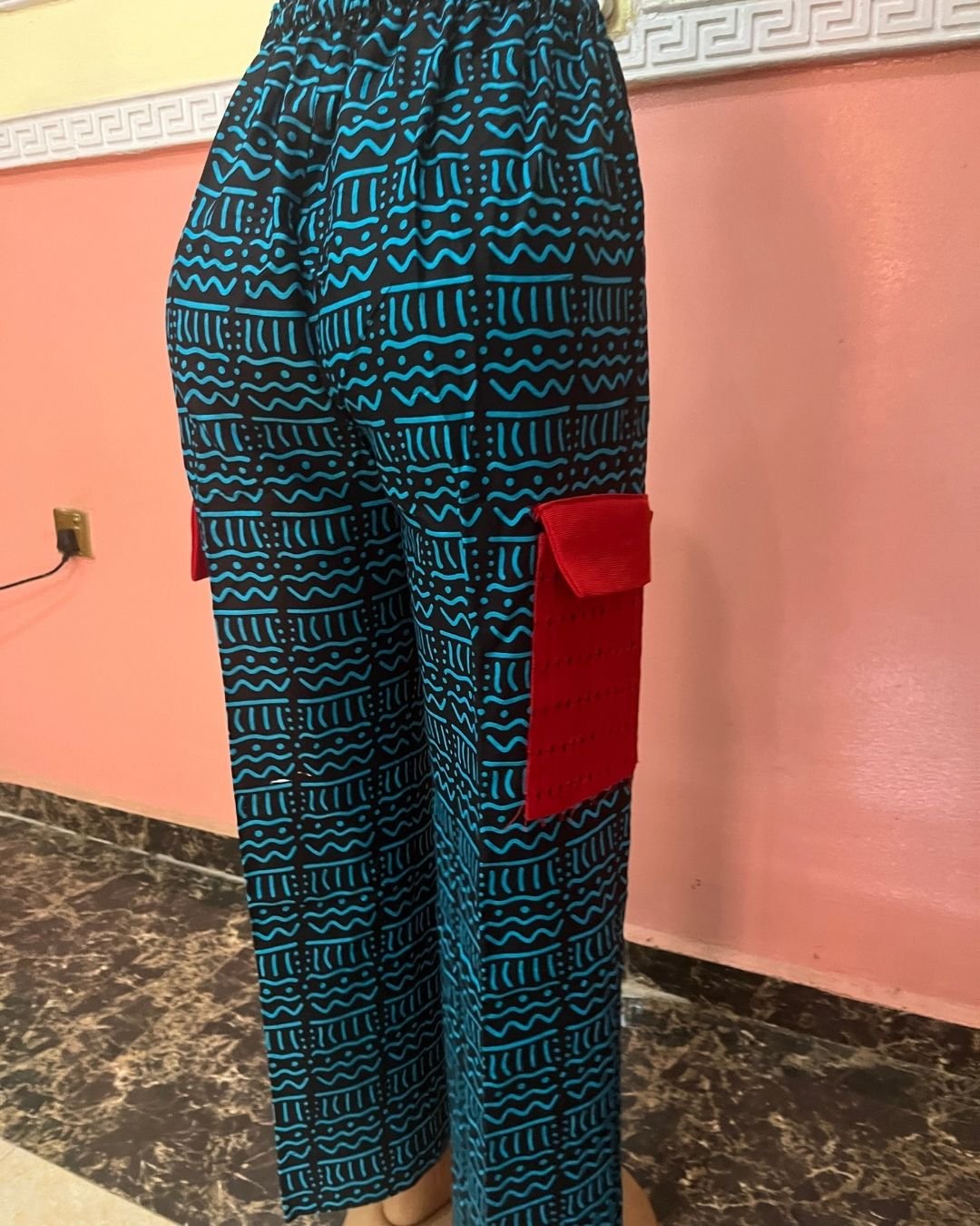 Men’s Ankara Radiant Cargo Pants with Lace Accent - Image 8