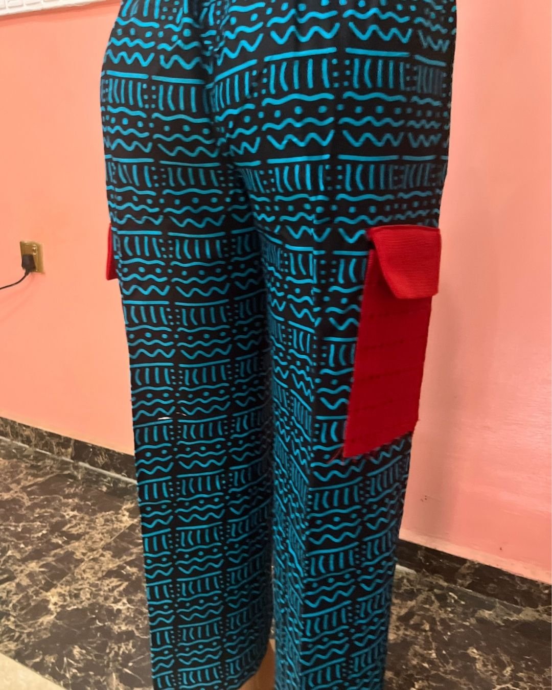 Men’s Ankara Radiant Cargo Pants with Lace Accent - Image 2