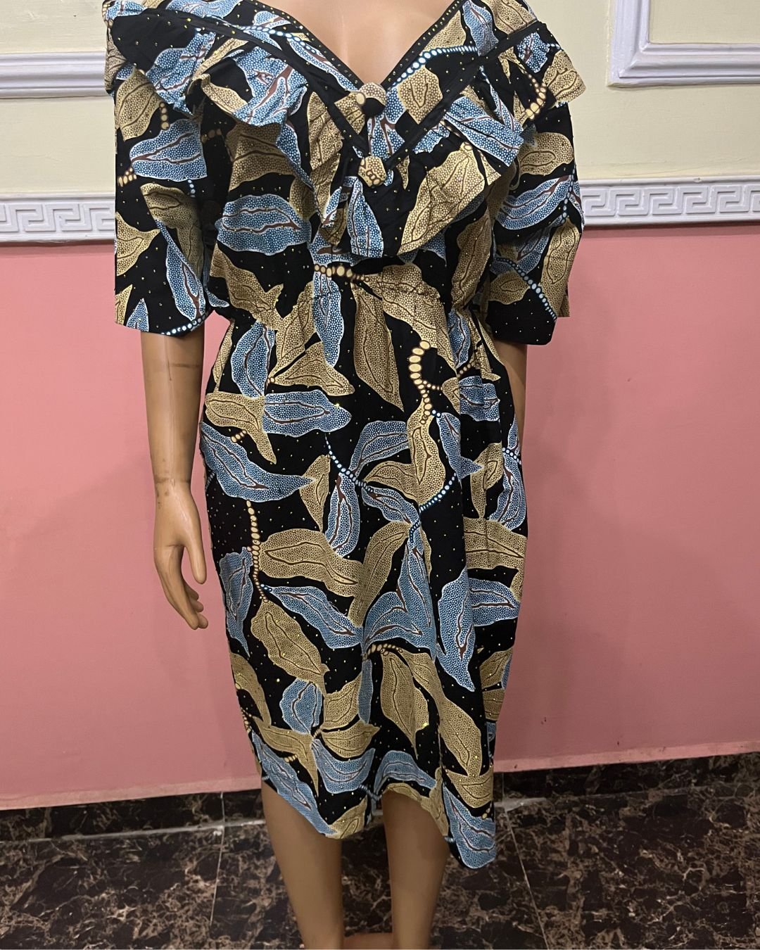 Amara Grace Stoned Ankara Ruffle Midi Dress - Image 3
