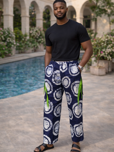 Adire Trouser with Aso-oke Pockets