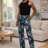 Ayo Men’s Ankara Heritage Trouser – Black & Emerald Floral Pattern