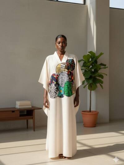 Ivory Mosaic Kaftan Dress