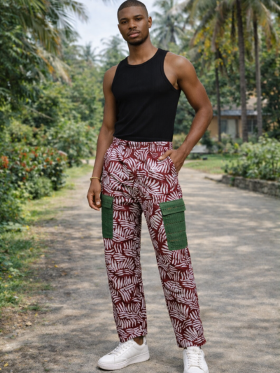 Men’s Adire-Lace Accent Pants