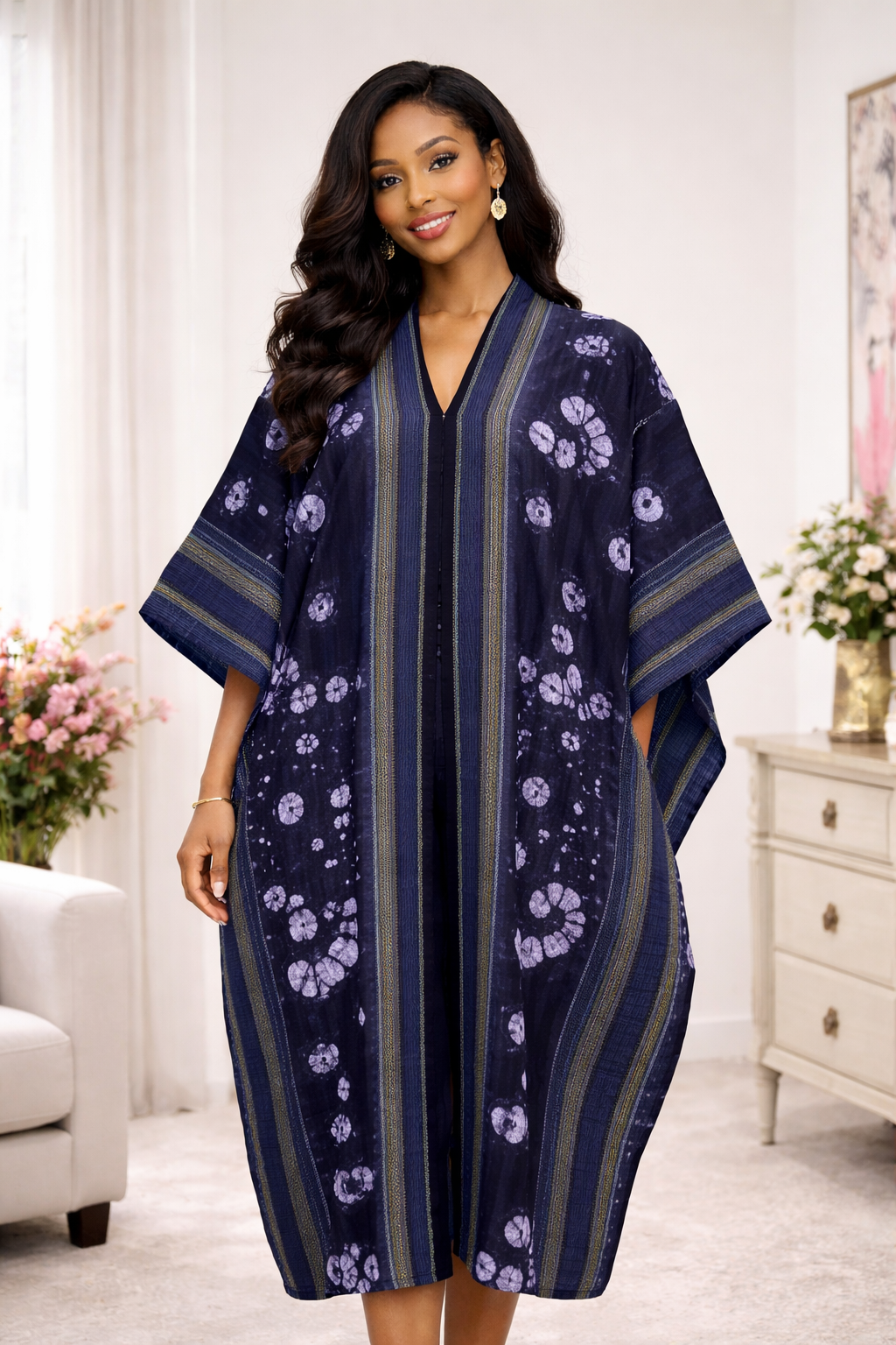 The Adunni Bloom Kaftan – Indigo Heritage Edition
