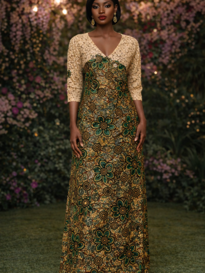 The Adunni Bloom Lace-Fusion Maxi Kaftan