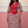 The Nia Heritage Midi Dress – Red Tribal Edition