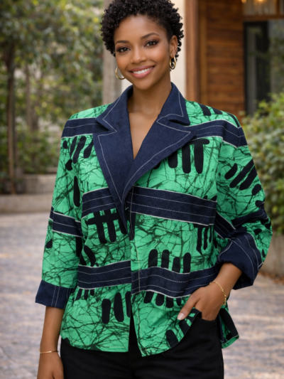 Zola Radiance Ensemble – Emerald Brushstroke Kimono Top