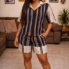 Zuri Pink Heritage Set – Striped Unisex Two-Piece (Short Sleeve Shirt & Shorts)