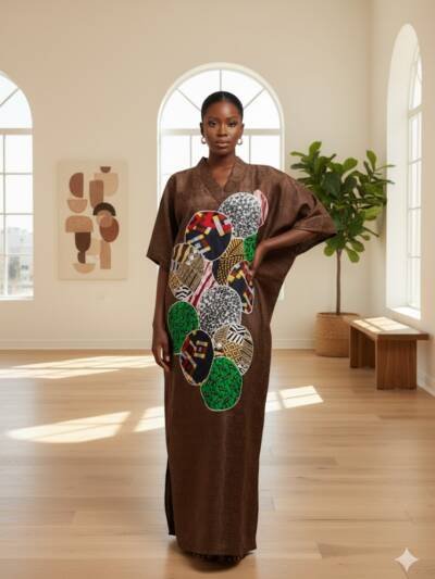 Brown Mosaic Kaftan Dress