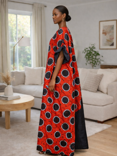 Circular Motif Ankara Maxi Kaftan Dress