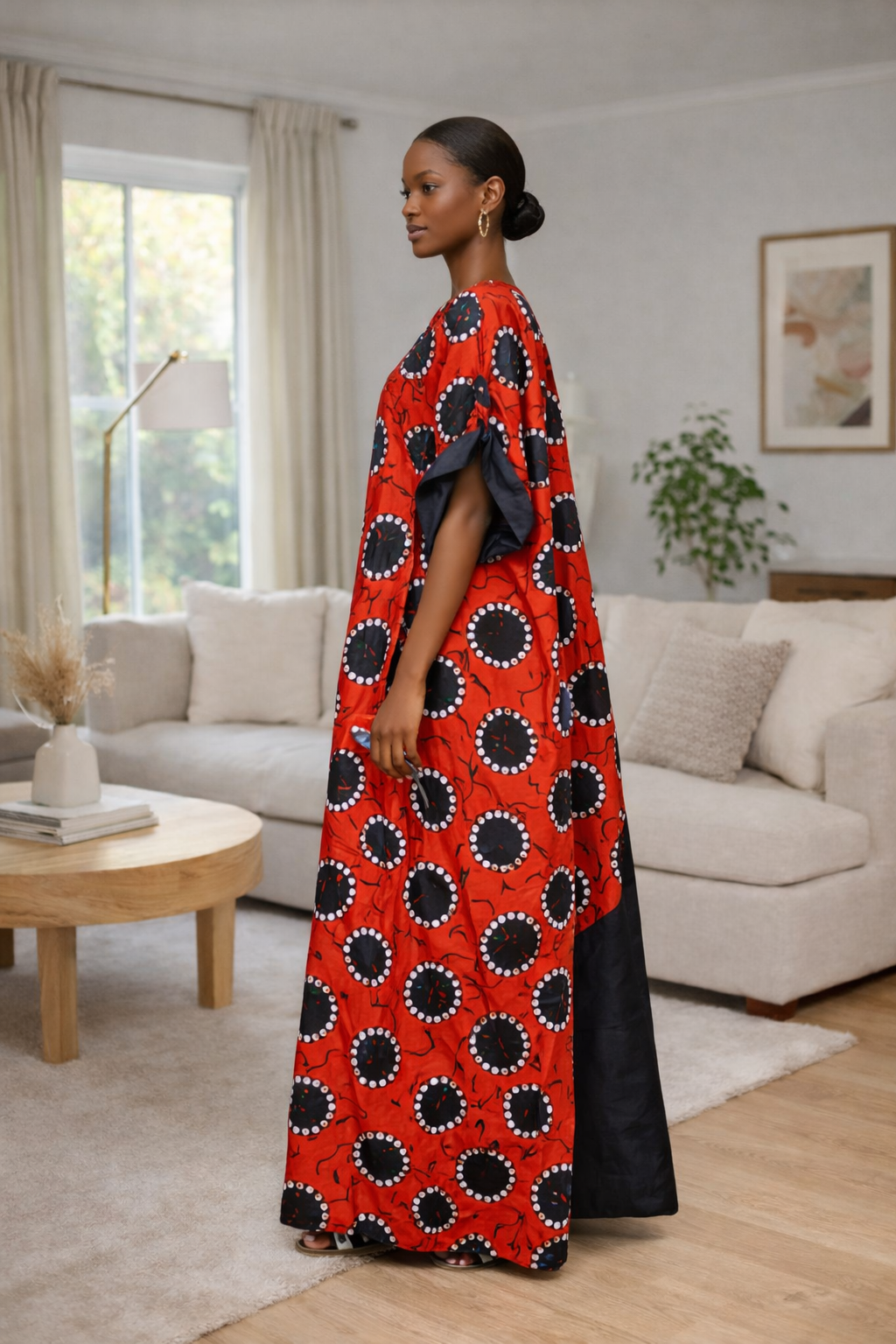 Circular Motif Ankara Maxi Kaftan Dress