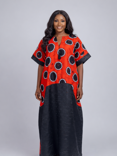 Circular Motif Ankara Maxi Kaftan Dress