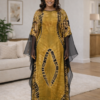 Golden Echo Adire Kaftan with Sheer Overlay