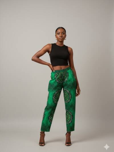 Green Medallion Ankara Trousers