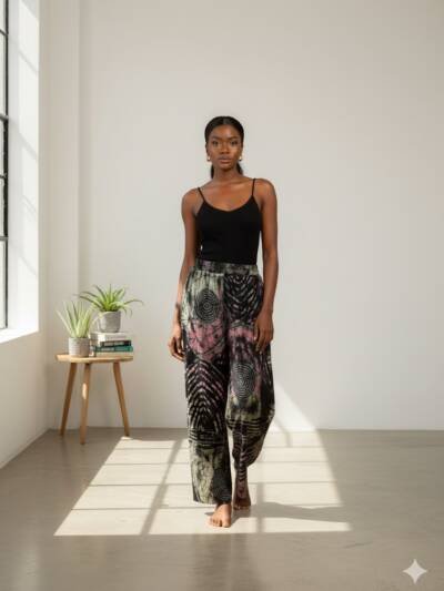 Luna Spiral Batik Wide-Leg Trousers