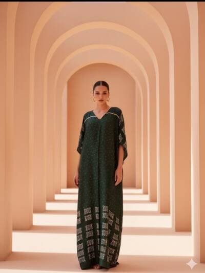 Midnight Emerald Adire Maxi Gown