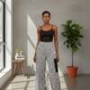 Monochrome Rhythm Wide-Leg Trousers