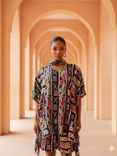 Multi-Pattern Tunic & Shorts Set