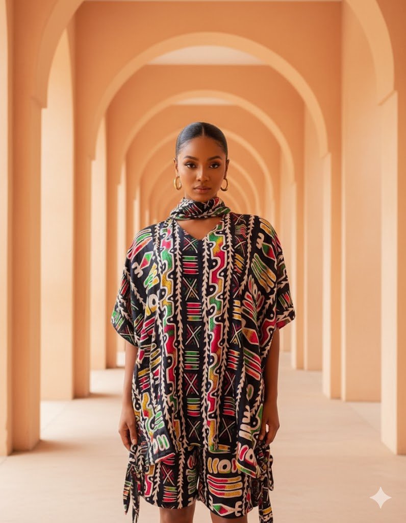 Multi-Pattern Tunic & Shorts Set