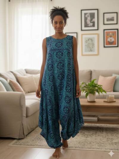 Relaxed Sleeveless Ankara Cocoon Romper