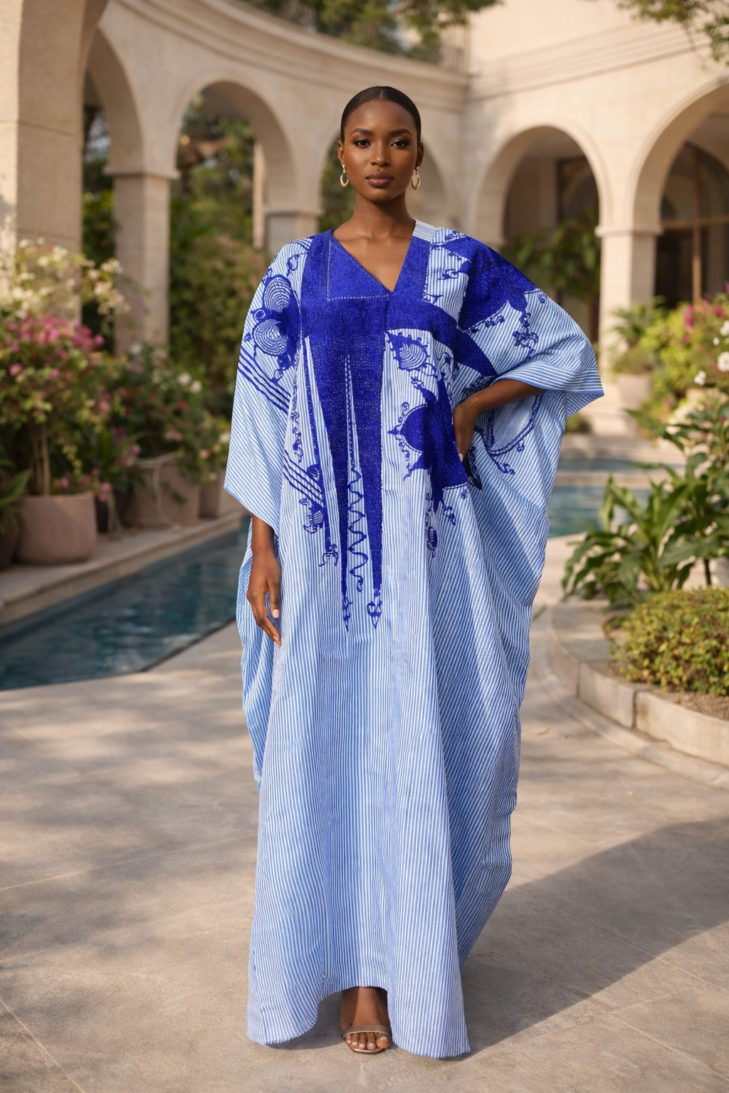 The Azure Heritage Kaftan – Indigo Bloom Edition