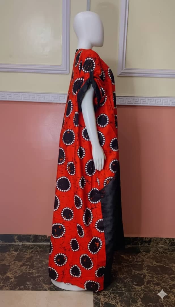 Circular Motif Ankara Maxi Kaftan Dress - Image 3